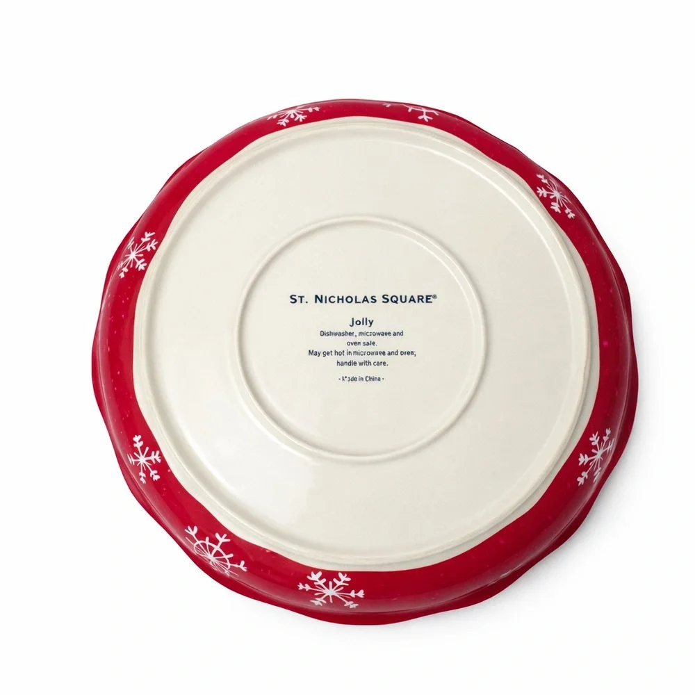 St Nicholas Square 10” Christmas Pie Plate Snowman Penguin Holiday Dish